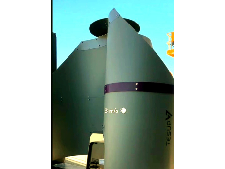 TESUP Atlas vertical wind turbine generating at 2-3 m/s