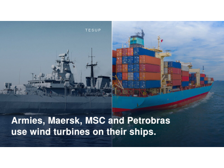 A naval warship and a loaded container ship at sea