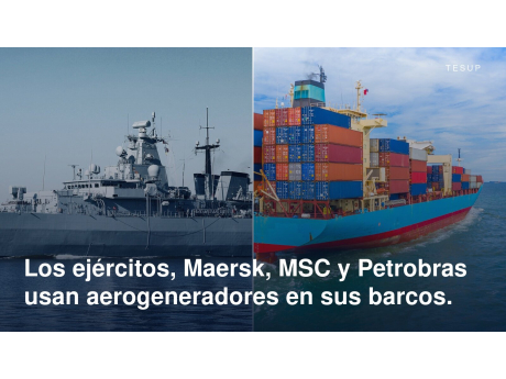 Un buque de guerra y un portacontenedores cargado en el mar