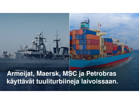 Sotalaiva ja lastattu konttilaiva merellä