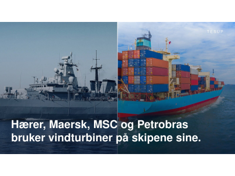 Et krigsskip og et lastet containerskip til sjøs
