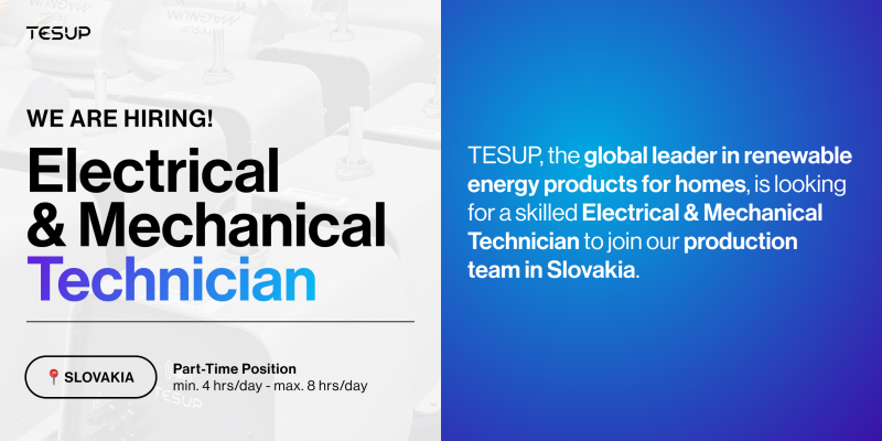 Pridajte sa k TESUP Slovensko – Elektrotechnik a Mechanik (Čiastočný úväzok)