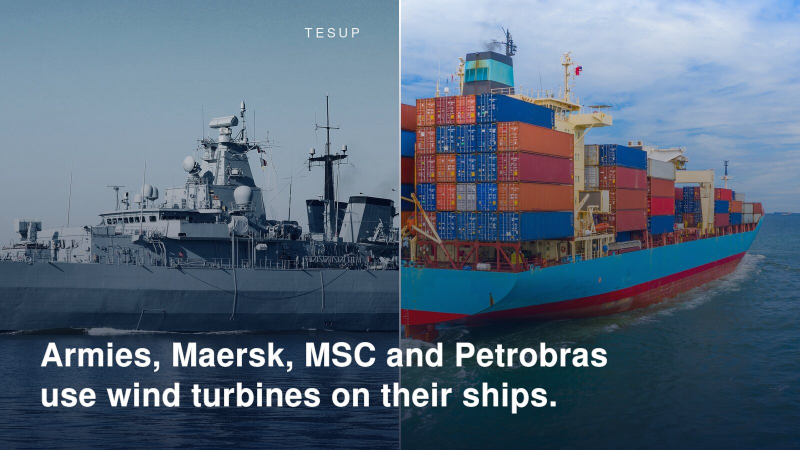 A naval warship and a loaded container ship at sea