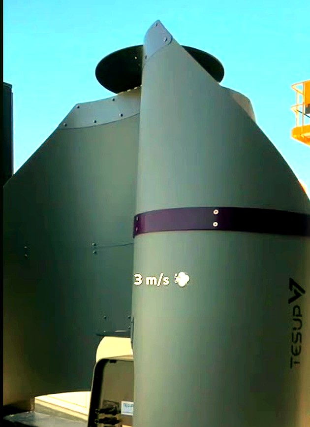 TESUP Atlas vertical wind turbine generating at 2-3 m/s
