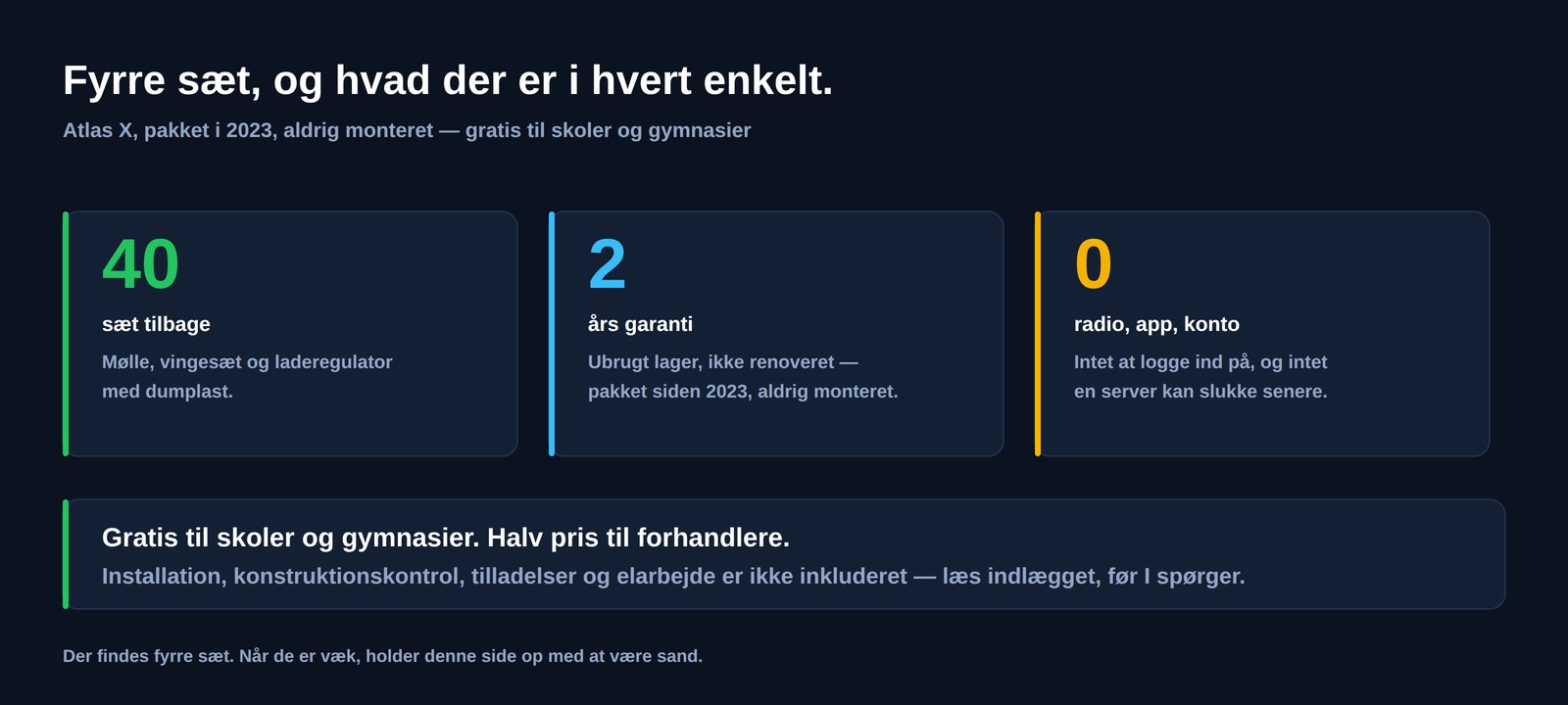 Fyrre sæt tilgængelige, to års garanti og nul radioer, apps eller konti &mdash; gratis til skoler og gymnasier, halv pris til forhandlere