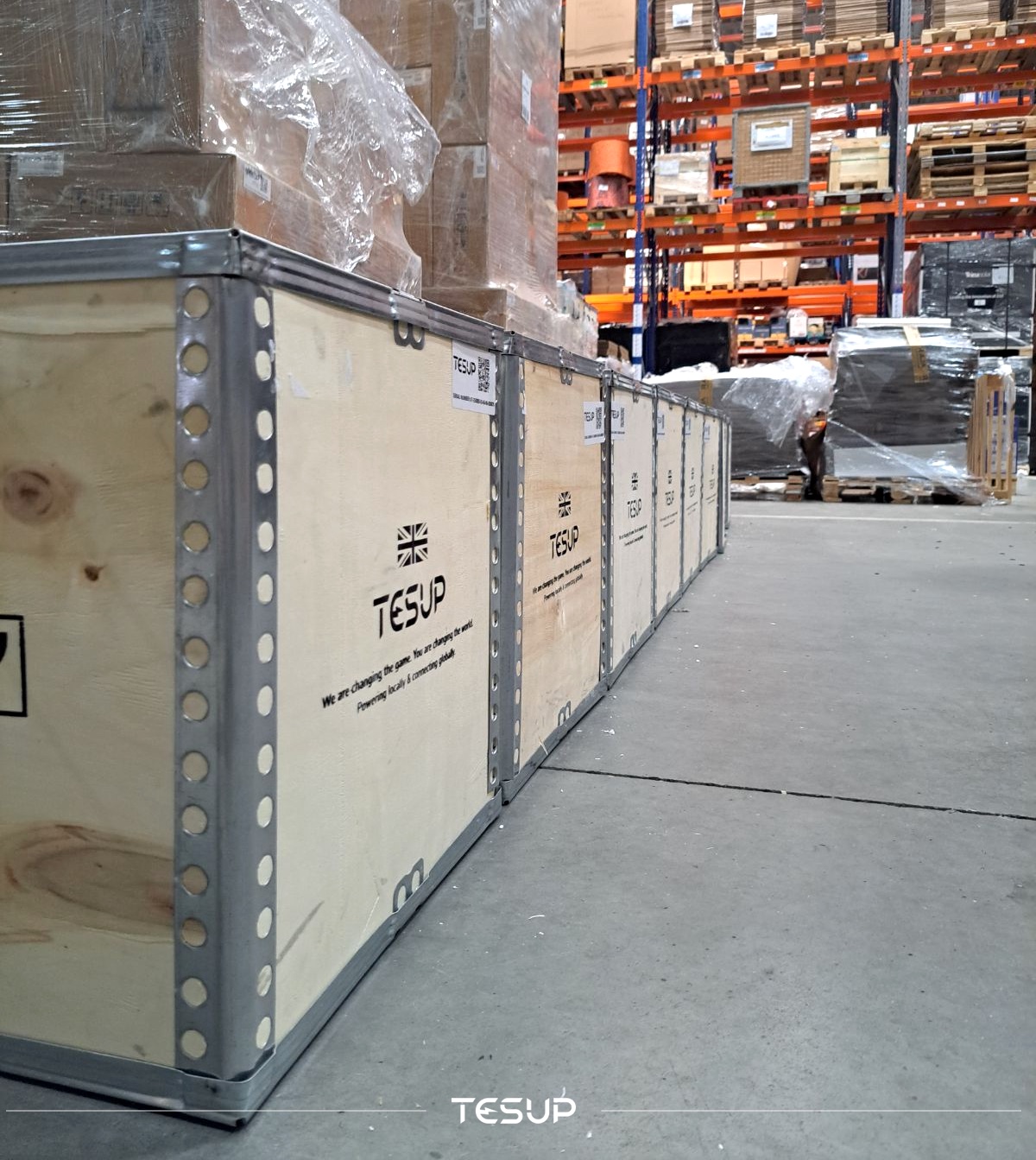 Finished TESUP wind turbine components prepared for packaging and shipment