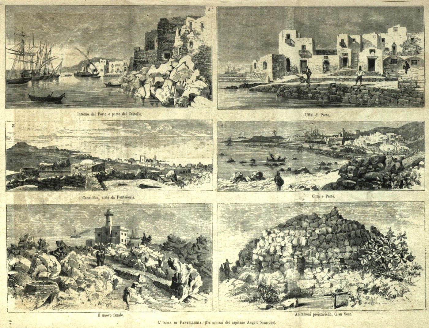 İtalyan L'Illustrazione Italiana dergisinden Pantelleria gravürleri, 1882