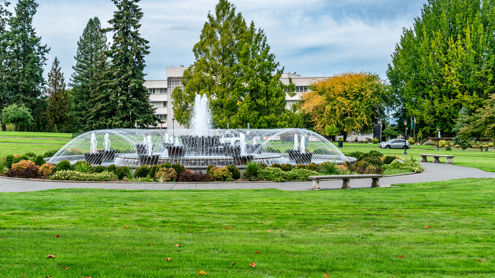 The Washington State Capitol campus in Olympia on a bright day